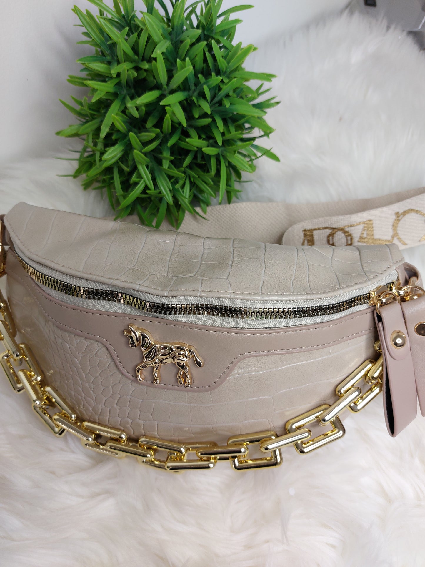 Small Crossbody Leather Shoulder Bag for Women - Beige