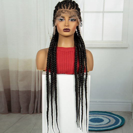 Braided Conrow Knotless Wig Lace Front Synthetic Wig With Baby Hair - 36 Inch