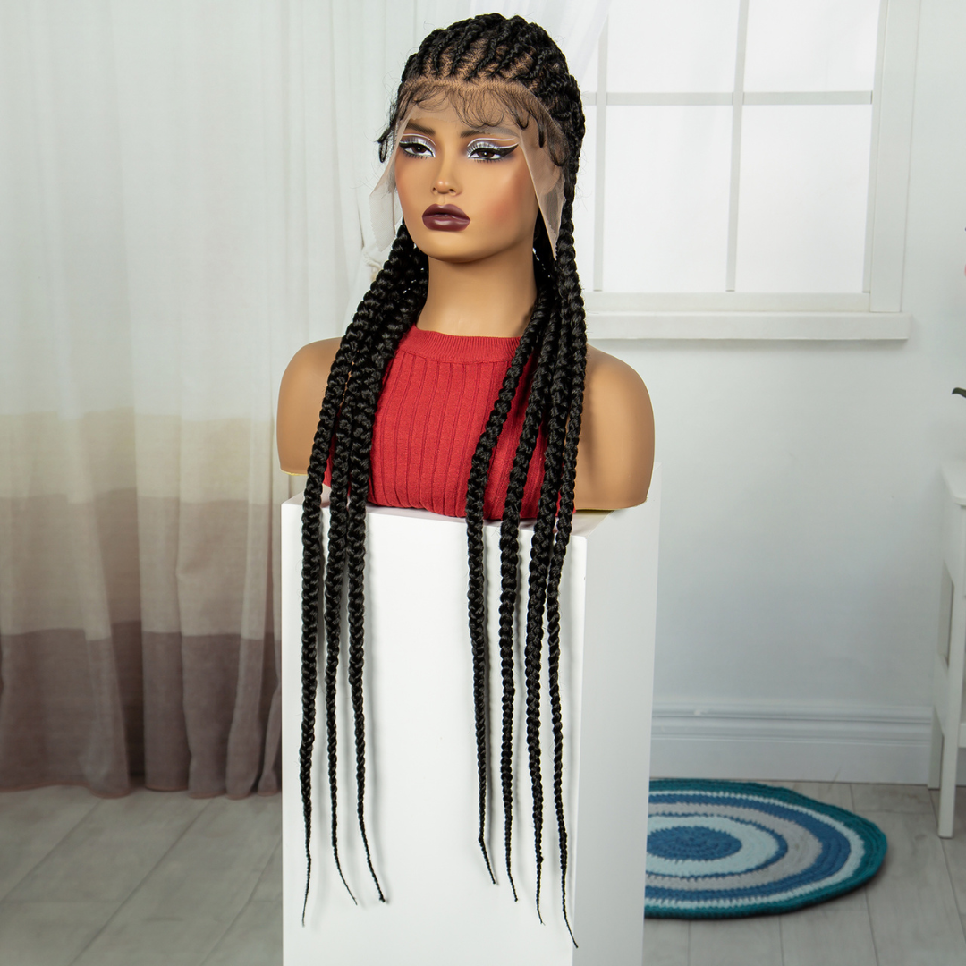 Braided Conrow Knotless Wig Lace Front Synthetic Wig With Baby Hair - 36 Inch