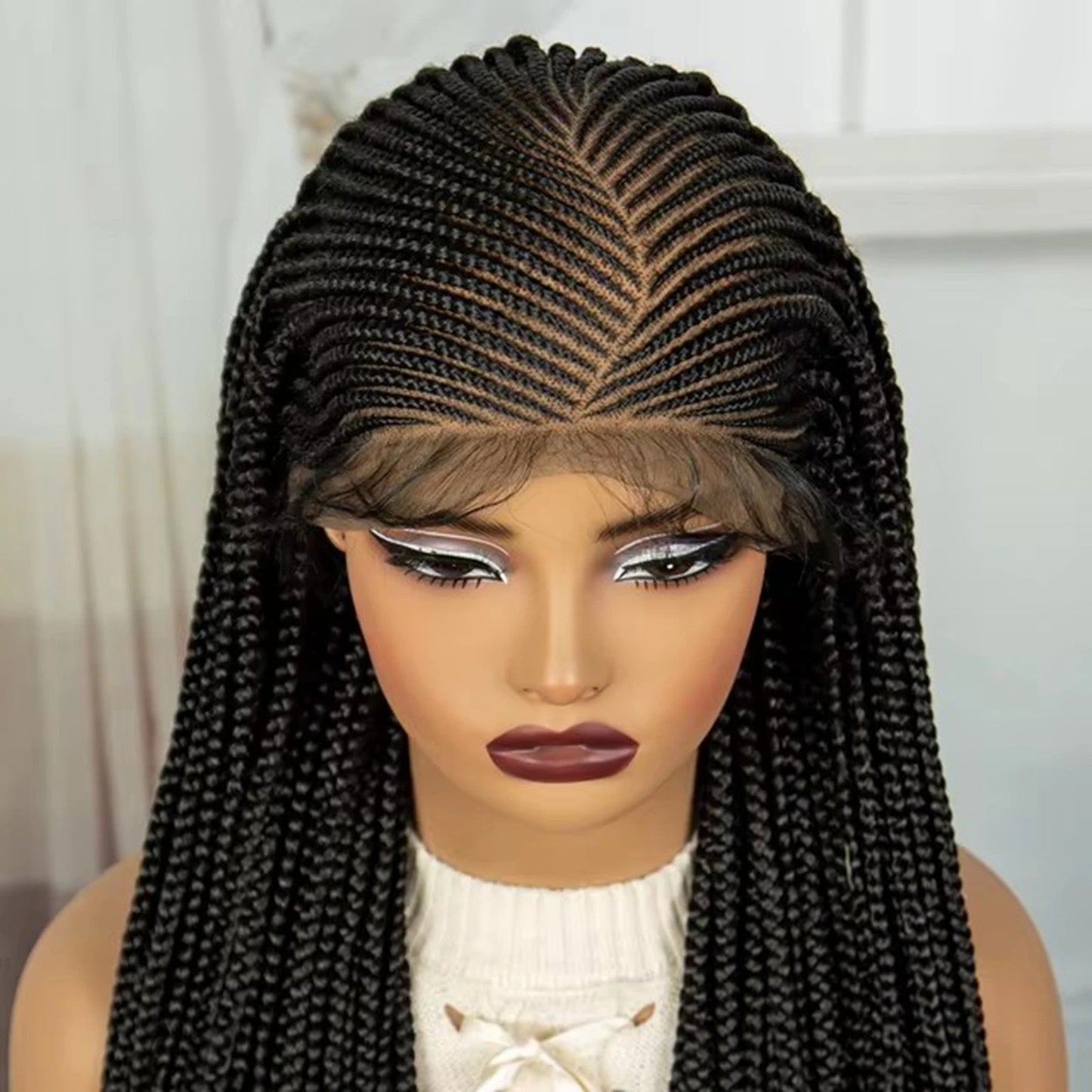 Braided Conrow Wig Lace Front Synthetic Wig With Baby Hair - 36 Inch