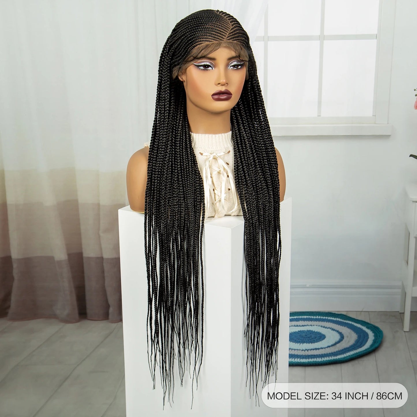 Braided Conrow Wig Lace Front Synthetic Wig With Baby Hair - 36 Inch