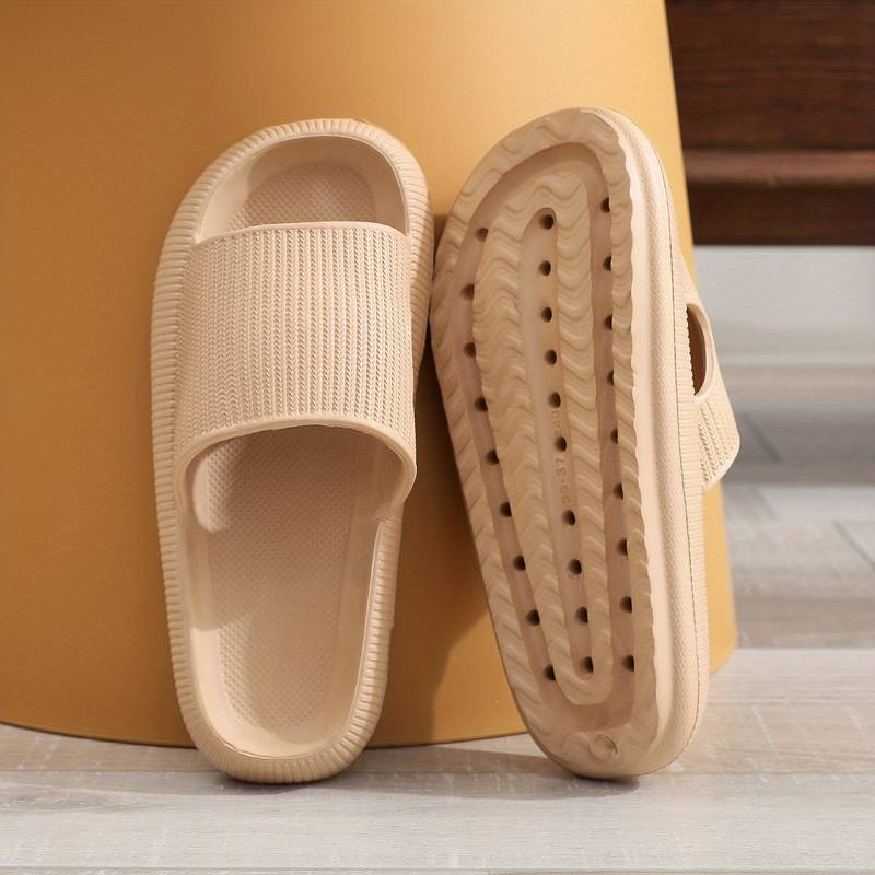 Khaki Slippers Pillow Cloud Sliders for Women Plus Foot Massage Roller
