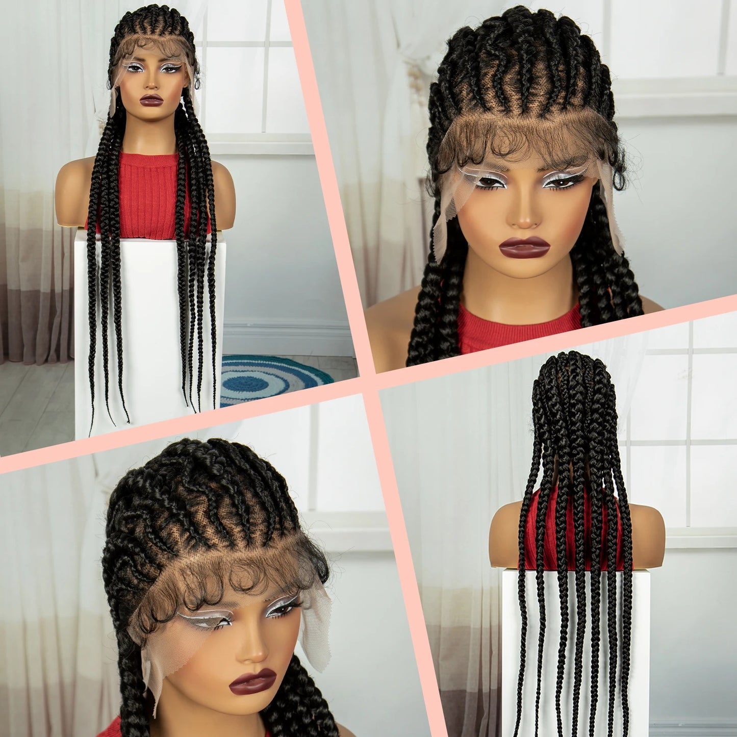 Braided Conrow Knotless Wig Lace Front Synthetic Wig With Baby Hair - 36 Inch