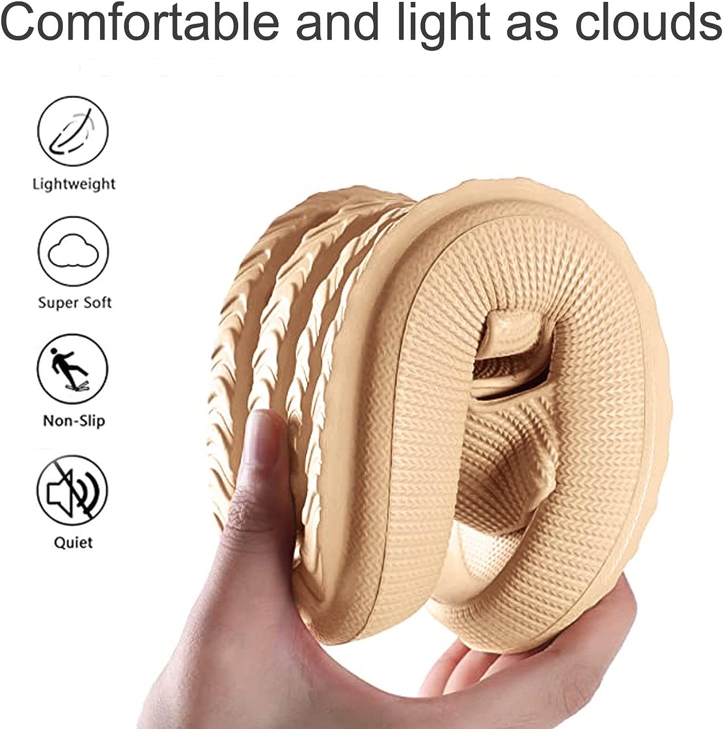 Khaki Slippers Pillow Cloud Sliders for Women Plus Foot Massage Roller