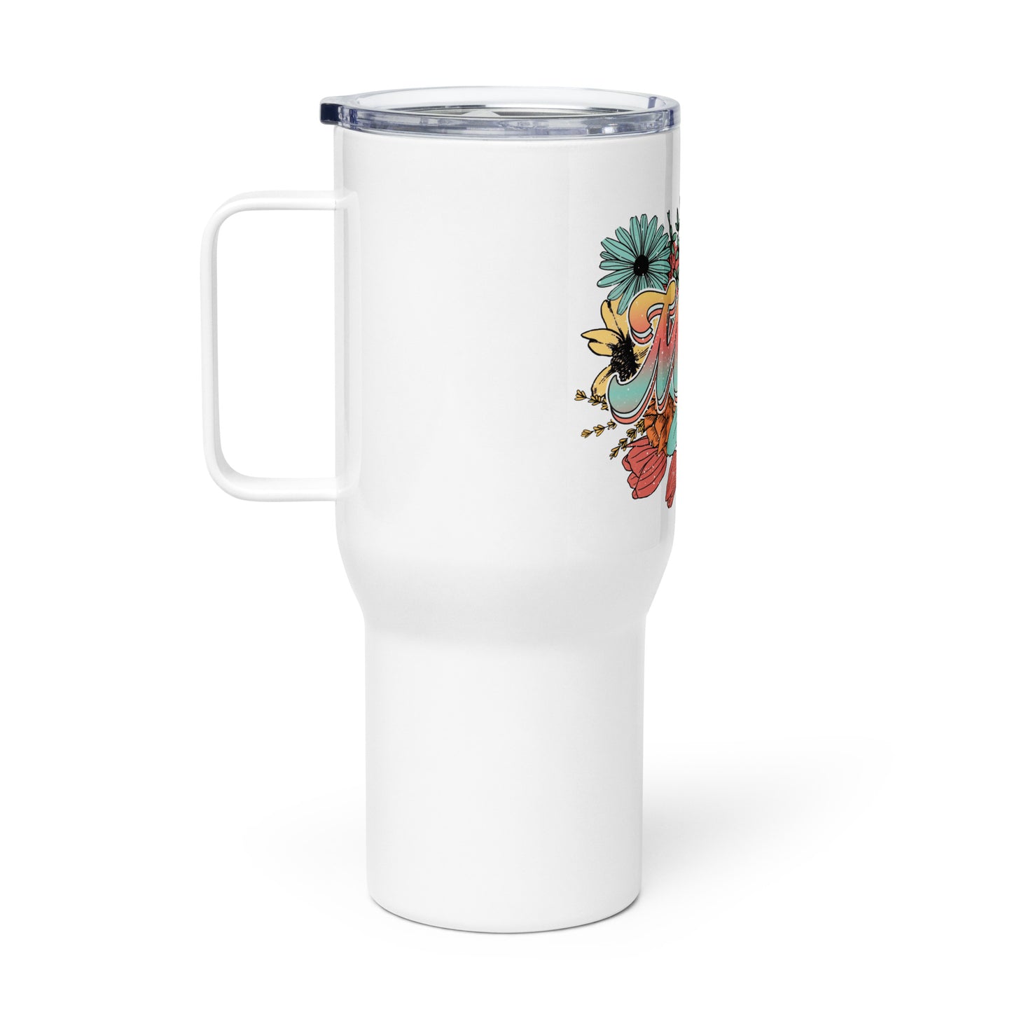 Stainless Steel Insulated Tumbler With Handle and Straws Lid - 25 oz